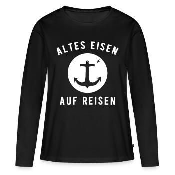 Altes Eisen auf Reisen - Frauen Premium Bio Langarmshirt - Schwarz - Vorne - Julia (174cm)