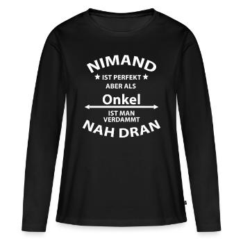 Parfait tonton naissance baptême cadeau - T-shirt manches longues Premium bio Femme - noir - Devant - Julia (174cm)