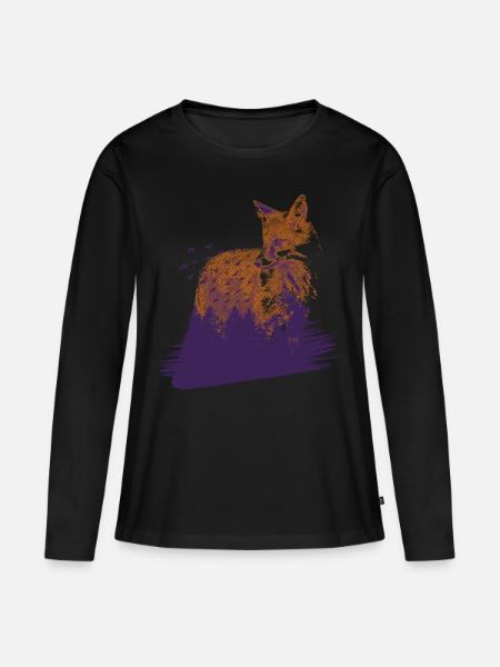Wald Fuchs - Frauen Premium Bio Langarmshirt - Schwarz