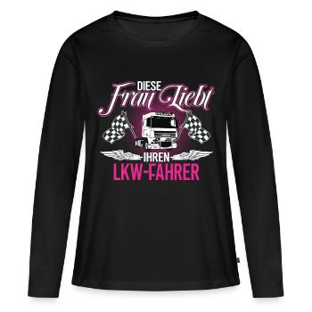 Chemises de chauffeur de camion / chauffeur de camion femme / chauffeur de camion - T-shirt manches longues Premium bio Femme - noir - Devant - Julia (174cm)