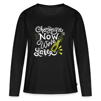 RÉVEILLON DU NOUVEL AN maintenant Vin plus tard - T-shirt manches longues Premium bio Femme - noir - Devant - Julia (174cm)