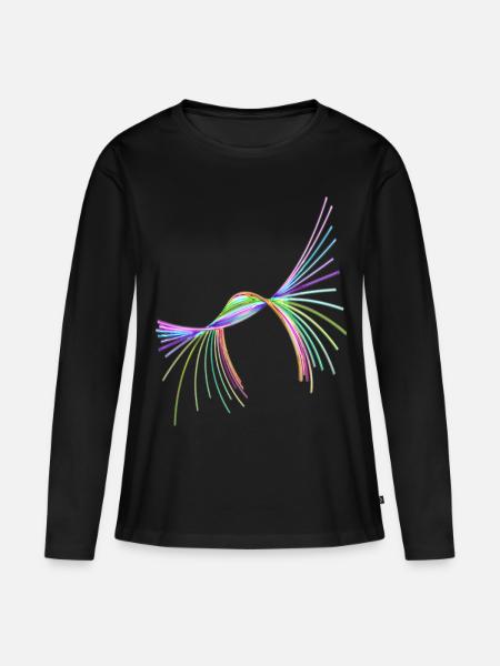 Bunte Spaghetti - Frauen Premium Bio Langarmshirt - Schwarz