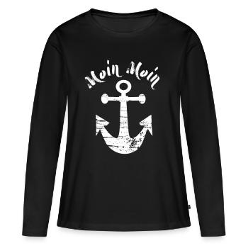 Moin Moin avec ancre - T-shirt manches longues Premium bio Femme - noir - Devant - Julia (174cm)