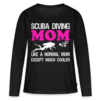 Scuba Diving Mom Plongée Sous-marine Maman Cadeau - T-shirt manches longues Premium bio Femme - noir - Devant - Julia (174cm)
