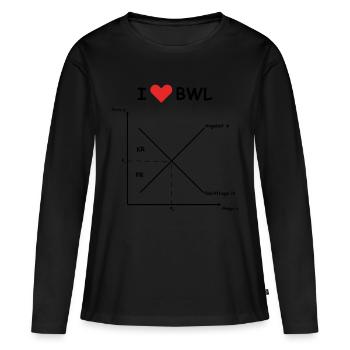 i herz bwl - Frauen Premium Bio Langarmshirt - Schwarz - Vorne - Julia (174cm)
