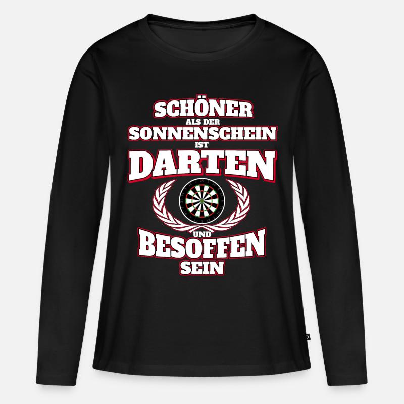 Darten & Bier - Frauen Premium Bio Langarmshirt - Schwarz