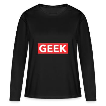 Geek - T-shirt manches longues Premium bio Femme - noir - Devant - Julia (174cm)