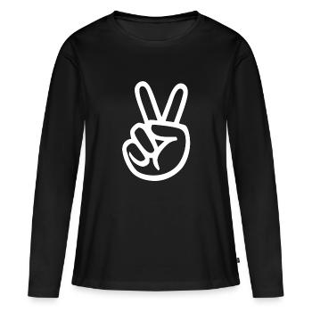 Peace - T-shirt manches longues Premium bio Femme - noir - Devant - Julia (174cm)