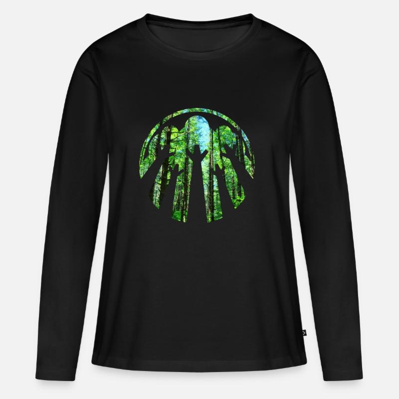 Wald - Frauen Premium Bio Langarmshirt - Schwarz