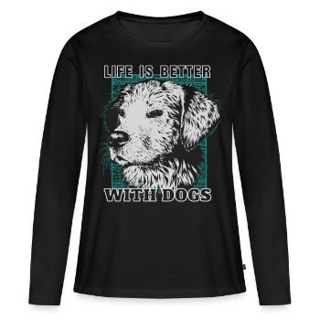 Cadeau de chien - T-shirt manches longues Premium bio Femme - noir - Devant - Julia (174cm)