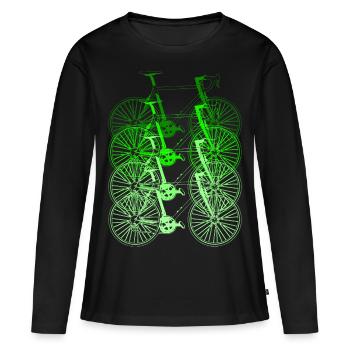 Fahrrad Radfahrer Fahrradfahren Bike Rad Geschenk - Frauen Premium Bio Langarmshirt - Schwarz - Vorne - Julia (174cm)