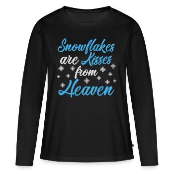 Flocons de neige - T-shirt manches longues Premium bio Femme - noir - Devant - Julia (174cm)