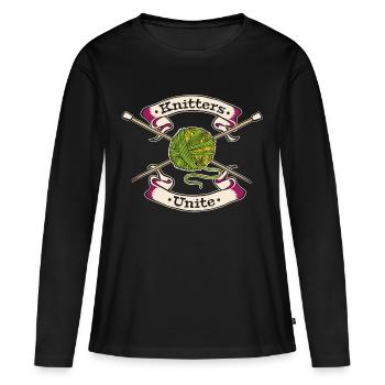 Knitters Unite - Women's Premium Organic Long Sleeve Shirt - black - Front - Julia (174cm)