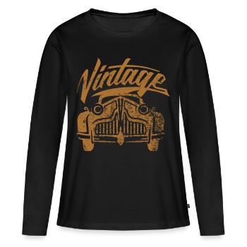 Idée de cadeau de moteur de voiture - T-shirt manches longues Premium bio Femme - noir - Devant - Julia (174cm)