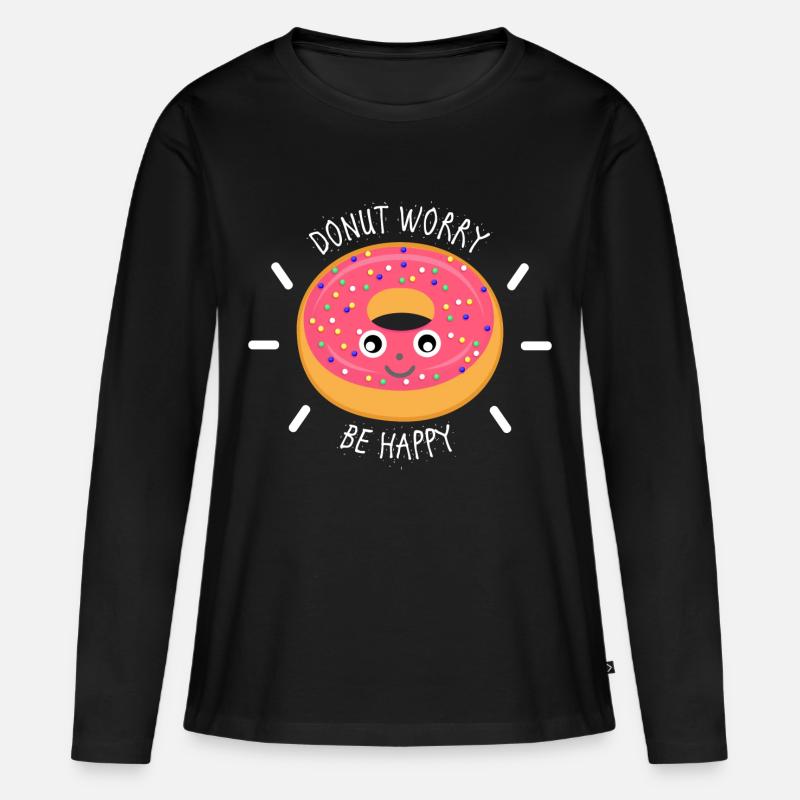 Donut - Frauen Premium Bio Langarmshirt - Schwarz