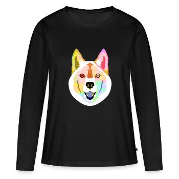 chien - T-shirt manches longues Premium bio Femme - noir - Devant - Julia (174cm)