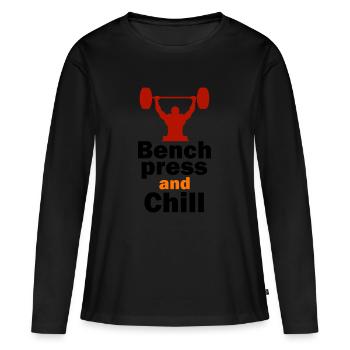 Développé couché et Chill - T-shirt manches longues Premium bio Femme - noir - Devant - Julia (174cm)