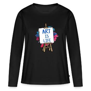 art - T-shirt manches longues Premium bio Femme - noir - Devant - Julia (174cm)