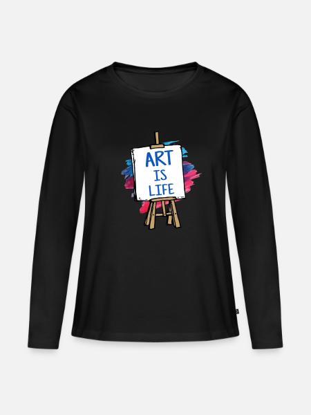 kunst - Vrouwen Premium Bio shirt met lange mouwen - zwart