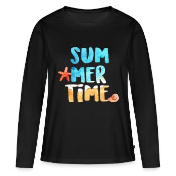 vacances - T-shirt manches longues Premium bio Femme - noir - Devant - Julia (174cm)