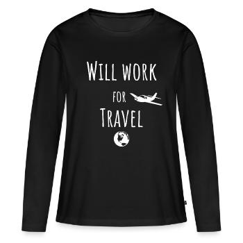 Work Travel - Frauen Premium Bio Langarmshirt - Schwarz - Vorne - Julia (174cm)