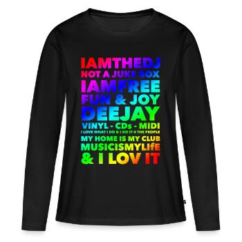 JE SUIS LE DJ - T-shirt manches longues Premium bio Femme - noir - Devant - Julia (174cm)