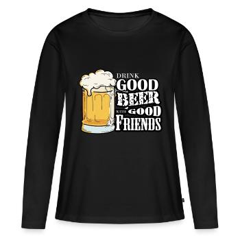 bière - T-shirt manches longues Premium bio Femme - noir - Devant - Julia (174cm)