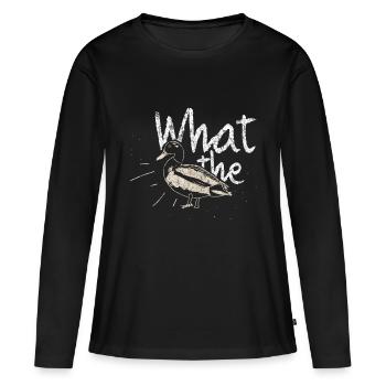 Canard disant - T-shirt manches longues Premium bio Femme - noir - Devant - Julia (174cm)