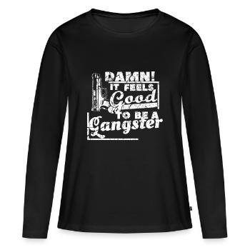 Gangster disant - T-shirt manches longues Premium bio Femme - noir - Devant - Julia (174cm)