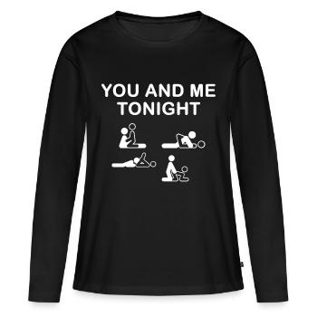 Ce soir - Toi et moi - T-shirt manches longues Premium bio Femme - noir - Devant - Julia (174cm)