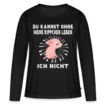Veganer Vegan Tierschutz Tierrechte Soja Tofu - Frauen Premium Bio Langarmshirt - Schwarz - Vorne - Julia (174cm)