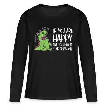 Dinosaures - T-shirt manches longues Premium bio Femme - noir - Devant - Julia (174cm)