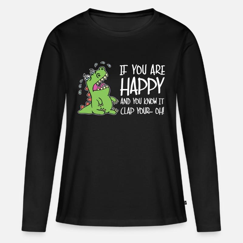 Dinosaurier - Frauen Premium Bio Langarmshirt - Schwarz