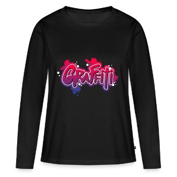 graffiti - T-shirt manches longues Premium bio Femme - noir - Devant - Julia (174cm)