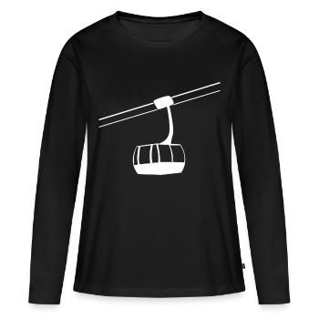 Illustration de remontées de ski vintage gondole de ski vintage - T-shirt manches longues Premium bio Femme - noir - Devant - Julia (174cm)