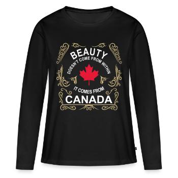 Du bist so Schön wie ein Kanadier ! - Frauen Premium Bio Langarmshirt - Schwarz - Vorne - Julia (174cm)