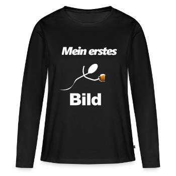 Mein erstes Bild Sperma mit einem Bier - Frauen Premium Bio Langarmshirt - Schwarz - Vorne - Julia (174cm)