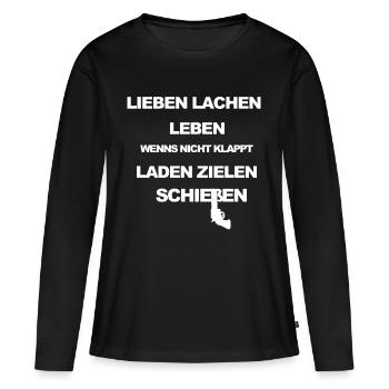 Aimez la vie de rire ou de magasin cible de tir - T-shirt manches longues Premium bio Femme - noir - Devant - Julia (174cm)