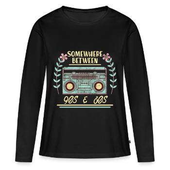 Retro Vintage Radio 80s 90s Cassette Cadeau - T-shirt manches longues Premium bio Femme - noir - Devant - Julia (174cm)