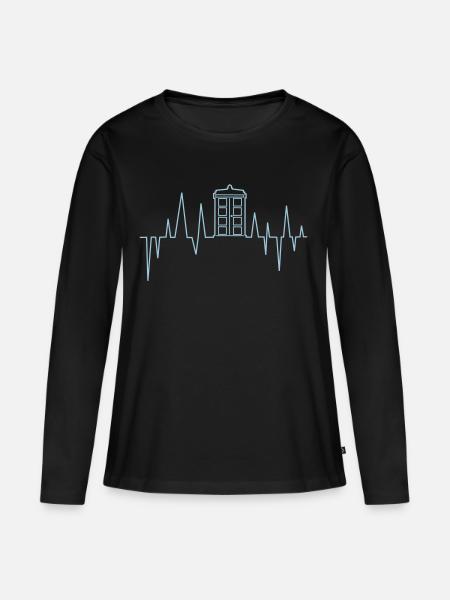 Heartbeat Tardis - Women's Premium Organic Long Sleeve Shirt - black