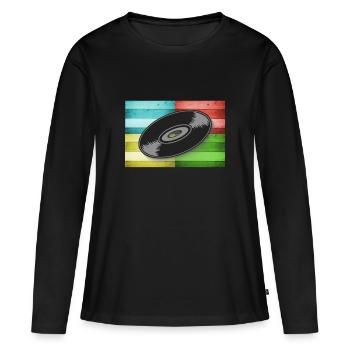 Vinyl auf Pop Art - Frauen Premium Bio Langarmshirt - Schwarz - Vorne - Julia (174cm)
