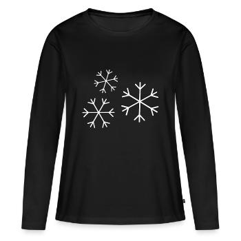 flocons de neige - T-shirt manches longues Premium bio Femme - noir - Devant - Julia (174cm)