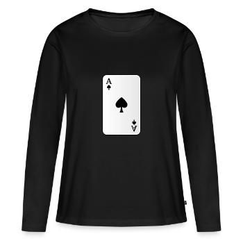 As de pique carte à jouer - T-shirt manches longues Premium bio Femme - noir - Devant - Julia (174cm)