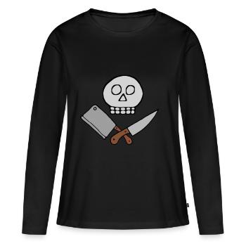 Couteau De Cuisine Crâne Hackebeil - T-shirt manches longues Premium bio Femme - noir - Devant - Julia (174cm)
