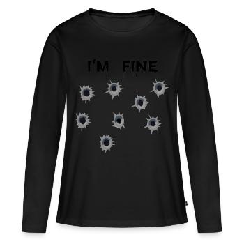 Impacts de balles avec du sang - I’m Fine - T-shirt manches longues Premium bio Femme - noir - Devant - Julia (174cm)