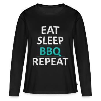 BBQ - T-shirt manches longues Premium bio Femme - noir - Devant - Julia (174cm)