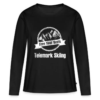 Telemark Ski Heel Free - Libérez votre ski au talon - T-shirt manches longues Premium bio Femme - noir - Devant - Julia (174cm)