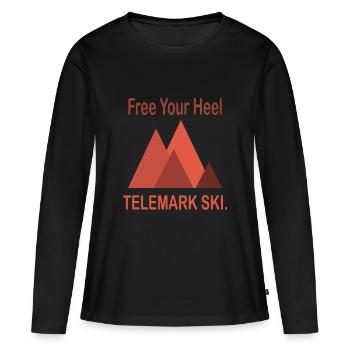 Telemark Ski Heel Free - Libérez votre ski au talon - T-shirt manches longues Premium bio Femme - noir - Devant - Julia (174cm)
