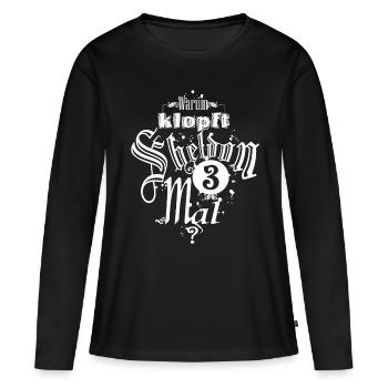 énonciation drôle, typographie, théorie du big bang - T-shirt manches longues Premium bio Femme - noir - Devant - Julia (174cm)