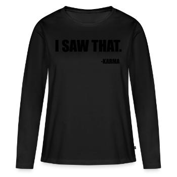 J'ai vu ça - T-shirt manches longues Premium bio Femme - noir - Devant - Julia (174cm)